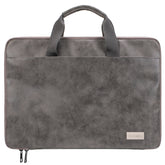 Aisboks PU Leather Laptop Bag 15.6''-16'',Premuim 180°Full Opening Laptop Case, Slim Laptop Sleeve with Luggage Strap&Accessory Pocket, Grey,Father's Gift