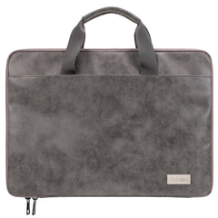 Aisboks PU Leather Laptop Bag 15.6''-16'',Premuim 180°Full Opening Laptop Case, Slim Laptop Sleeve with Luggage Strap&Accessory Pocket, Grey,Father's Gift