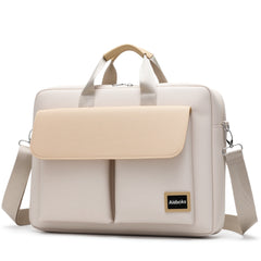 Aisboks 15.6'' Messenger Bag Fit 11-16 Inch,Business Laptop Bag Briefcase for Women,Water-Resistant Computer Bag, Laptop Shoulder Bag with Luggage Strap for Work Travel,Beige Khaki