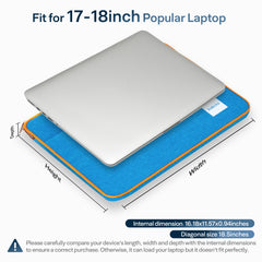 Laptop Sleeve 15.6''-18'',Zipper Laptop Bag,Laptop Case Compatible with Apple MacBook,HP,Dell,Acer,Asus Notebook,Shockproof Soft Padded Cover Carrying Computer Bag,Blue