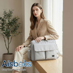 Aisboks Laptop Bag Briefcase 11-16'',Wear and Water Resistance Laptop Shoudler Bag 15.6'',Business Work Travel Computer Messenger Bag,Laptop Sleeve Case for Women & Men,Light Grey