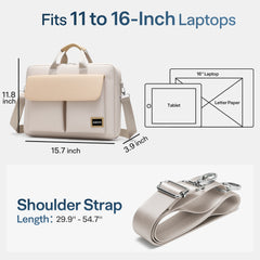 Aisboks 15.6'' Messenger Bag Fit 11-16 Inch,Business Laptop Bag Briefcase for Women,Water-Resistant Computer Bag, Laptop Shoulder Bag with Luggage Strap for Work Travel,Beige Khaki