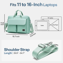 Aisboks 11-16'' Laptop Bag,Business Briefcase for Women, Water-Resistant Computer Messenger Bag, 15.6 Inch Laptop Shoulder Bag with Luggage Strap for Work Travel, Mint Green