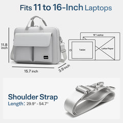 Aisboks Laptop Bag Briefcase 11-16'',Wear and Water Resistance Laptop Shoudler Bag 15.6'',Business Work Travel Computer Messenger Bag,Laptop Sleeve Case for Women & Men,Light Grey