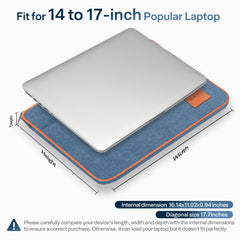 Laptop Sleeve 15.6''-17.3'',Zipper Laptop Bag,Laptop Case Compatible with Apple MacBook,HP,Dell,Acer,Asus Notebook,Shockproof Soft Padded Cover Carrying Computer Bag,Denim Blue
