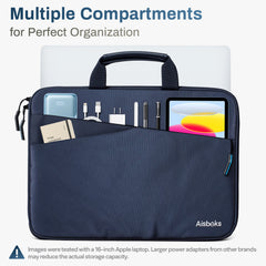 Aisboks 15.6-16 Inch Laptop Bag for Men&Women,Navy Blue Laptop Sleeve 14'' with Handle,Water-Resistant Shockproof Computer Case with HP, Dell, Acer MacBook Notebook