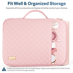 Aisboks Laptop Sleeve 14''-16'',Zipper Laptop Bag,Quilted Diamond Laptop Case 15.6'',Chic Professional Laptop Cover Compatible with HP Envy, LG Gram, Dell, Lenovo, Asus, Acer, Blush Pink