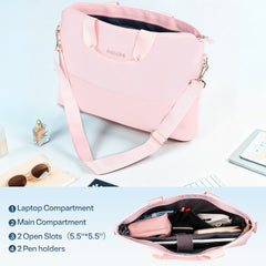 13-17 Inch Laptop Bag for Women,Laptop Tote Bag,Wear and Water Resistance Laptop Shoudler Bag,Compatible with MacBook, HP, Dell, Acer, Chromebook,Asus Notebook,Pink