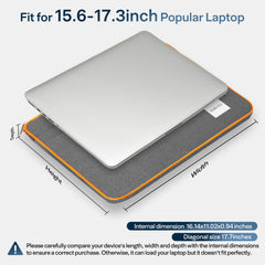 15.6''-17.3''Laptop Case,Laptop Sleeve 16'',Zipper Laptop Bag,Wear Resistance,Shockproof Soft Padded Cover Carrying Computer Bag,Gray