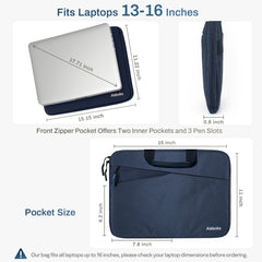 Aisboks 15.6-16 Inch Laptop Bag for Men&Women,Navy Blue Laptop Sleeve 14'' with Handle,Water-Resistant Shockproof Computer Case with HP, Dell, Acer MacBook Notebook