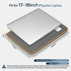15.6''-18''Laptop Case,Laptop Sleeve 16'',Zipper Laptop Bag,Wear Resistance,Shockproof Soft Padded Cover Carrying Computer Bag,Gray