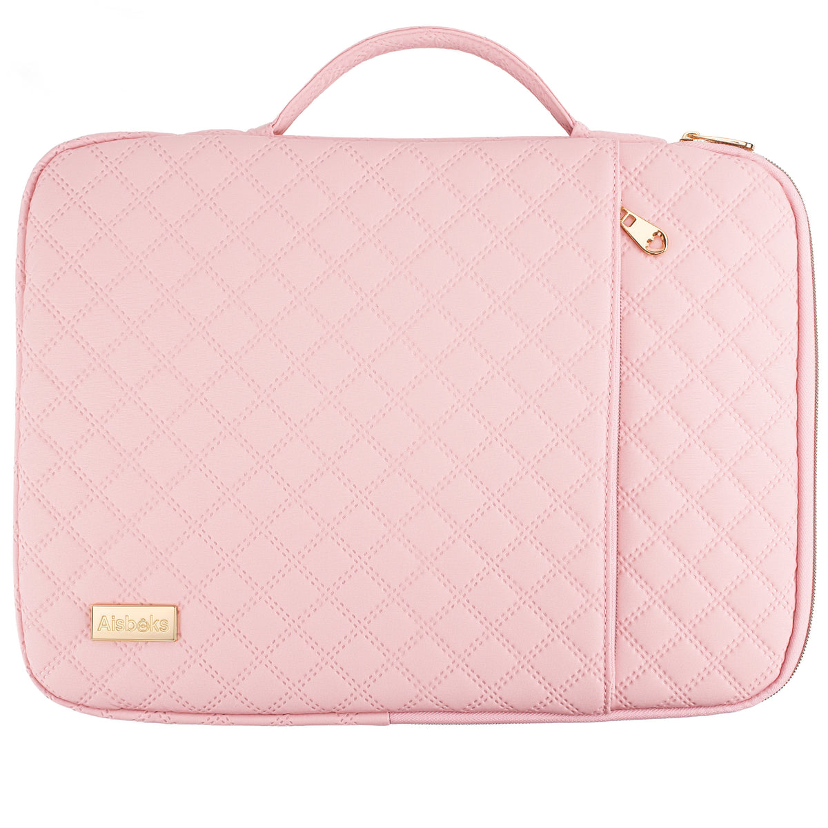 Aisboks Laptop Sleeve 14''-16'',Zipper Laptop Bag,Quilted Diamond Laptop Case 15.6'',Chic Professional Laptop Cover Compatible with HP Envy, LG Gram, Dell, Lenovo, Asus, Acer, Blush Pink