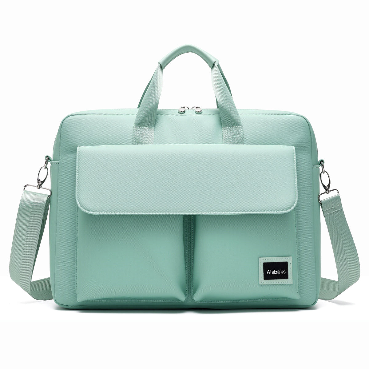 Aisboks 11-16'' Laptop Bag,Business Briefcase for Women, Water-Resistant Computer Messenger Bag, 15.6 Inch Laptop Shoulder Bag with Luggage Strap for Work Travel, Mint Green