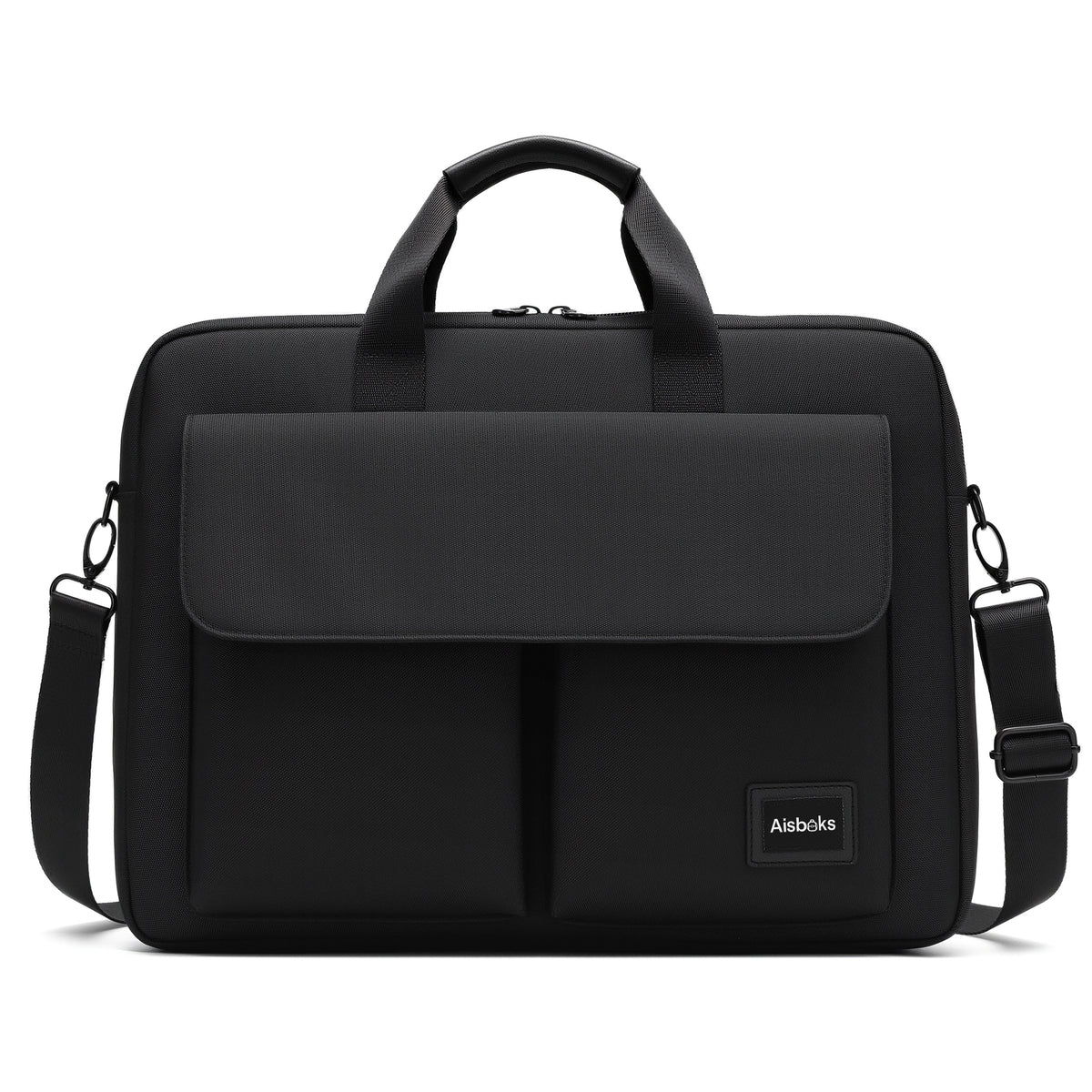 Aisboks 11-16''Laptop Shoulder Bag,15.6''Laptop Bag for Men & Women, Water-Resistant Computer Messenger Bag, Business Briefcase with Luggage Strap for Work Travel, Black