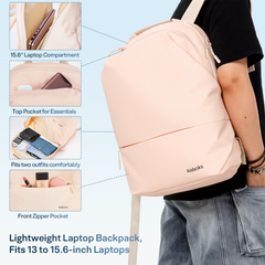 Laptop Backpack 15.6 Inch, Durable Laptop Bag,Lightweight Travel Laptop Backpack,Water-Resistant,Carry On Anti-Theft Backpack,Blush Beige