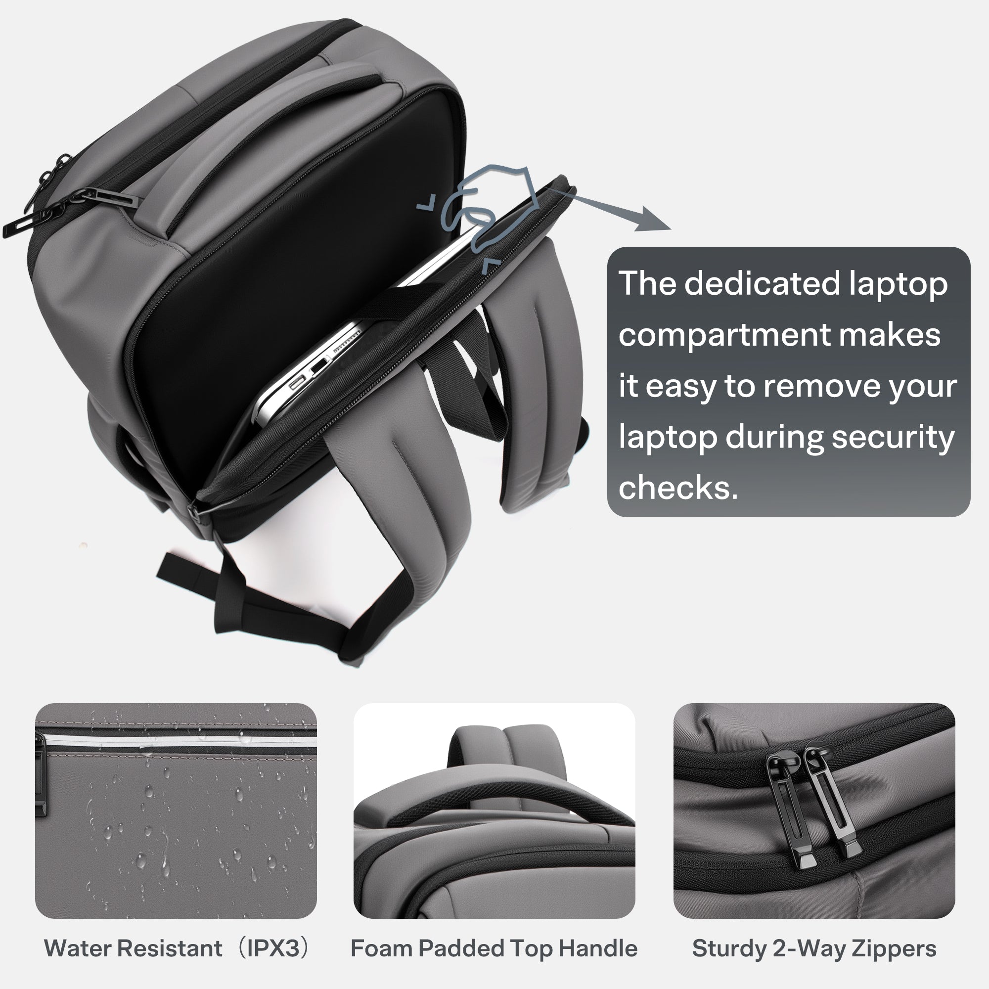 backpack with dedicated laptop compartment Travel Laptop Backpack with USB Charging Port-30L Luggage Bag for 13-1 – Aisboks