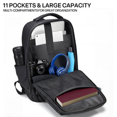 Aisboks Travel Laptop Backpack with USB Charging Port – 36L Expandable Luggage Bag (40% Extra Space) for 17/15.6-Inch Laptops, Black