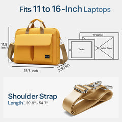 Aisboks Laptop Briefcase 16 Inch,Business 15.6''Laptop Bag for Women,Water-Resistant Computer Messenger Bag,Laptop Shoulder Bag with Luggage Strap for Work Travel,Mustard Yellow