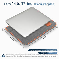 15.6''-17.3''Laptop Case,Laptop Sleeve 16'',Zipper Laptop Bag,Wear Resistance,Shockproof Soft Padded Cover Carrying Computer Bag,Gray