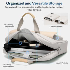 Aisboks 15.6'' Messenger Bag Fit 11-16 Inch,Business Laptop Bag Briefcase for Women,Water-Resistant Computer Bag, Laptop Shoulder Bag with Luggage Strap for Work Travel,Beige Khaki