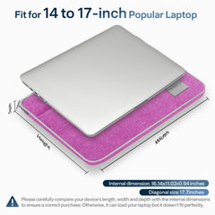 Laptop Sleeve 15.6 to 17.3 inch,Laptop Case,Zipper Laptop Bag,Wear Resistance Shockproof Soft Padded Cover Carrying Computer Bag,Fuchsia