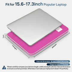 Laptop Sleeve 15.6 to 17.3 inch,Laptop Case,Zipper Laptop Bag,Wear Resistance Shockproof Soft Padded Cover Carrying Computer Bag,Fuchsia