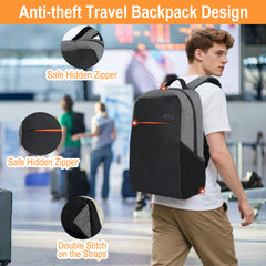 Aisboks Anti-Theft Travel Laptop Backpack – 22L Capacity, Water-Resistant with Organizational Compartments for Men & Women, Black