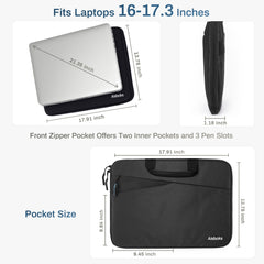 Aisboks 16-17.3''Zipper Laptop Bag for Men&Women,Laptop Sleeve 17'',Water Resistant Laptop Case,Shockproof Soft Padded Cover Carrying Computer Bag with MacBook, HP, Dell, Acer Notebook,Black