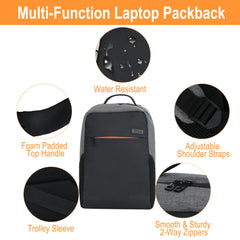 Aisboks Anti-Theft Travel Laptop Backpack – 22L Capacity, Water-Resistant with Organizational Compartments for Men & Women, Black