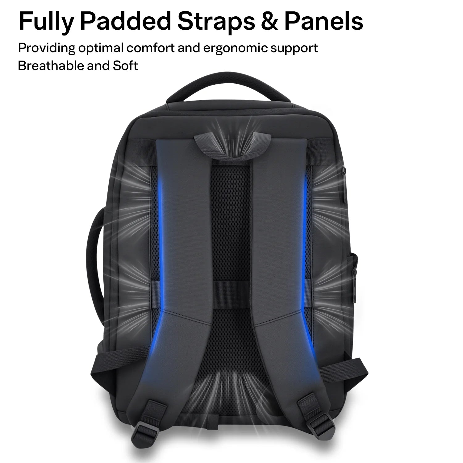 Aisboks Travel Laptop Backpack with USB Charging Port – 36L Expandable Luggage Bag (40% Extra Space) for 17/15.6-Inch Laptops, Black